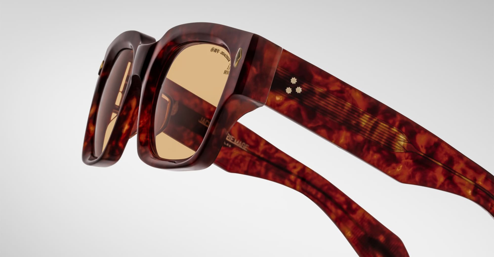 Ottica Mondello Roma - Jacques Marie Mage - JMMEZ-10Y5 - DECADE COLLECTION: ENZO - BRECCIA - Acetate - shape Squared - Havana - EYEWEAR - SUNGLASSES - Uomo,Men - lens honey - Made In Japan