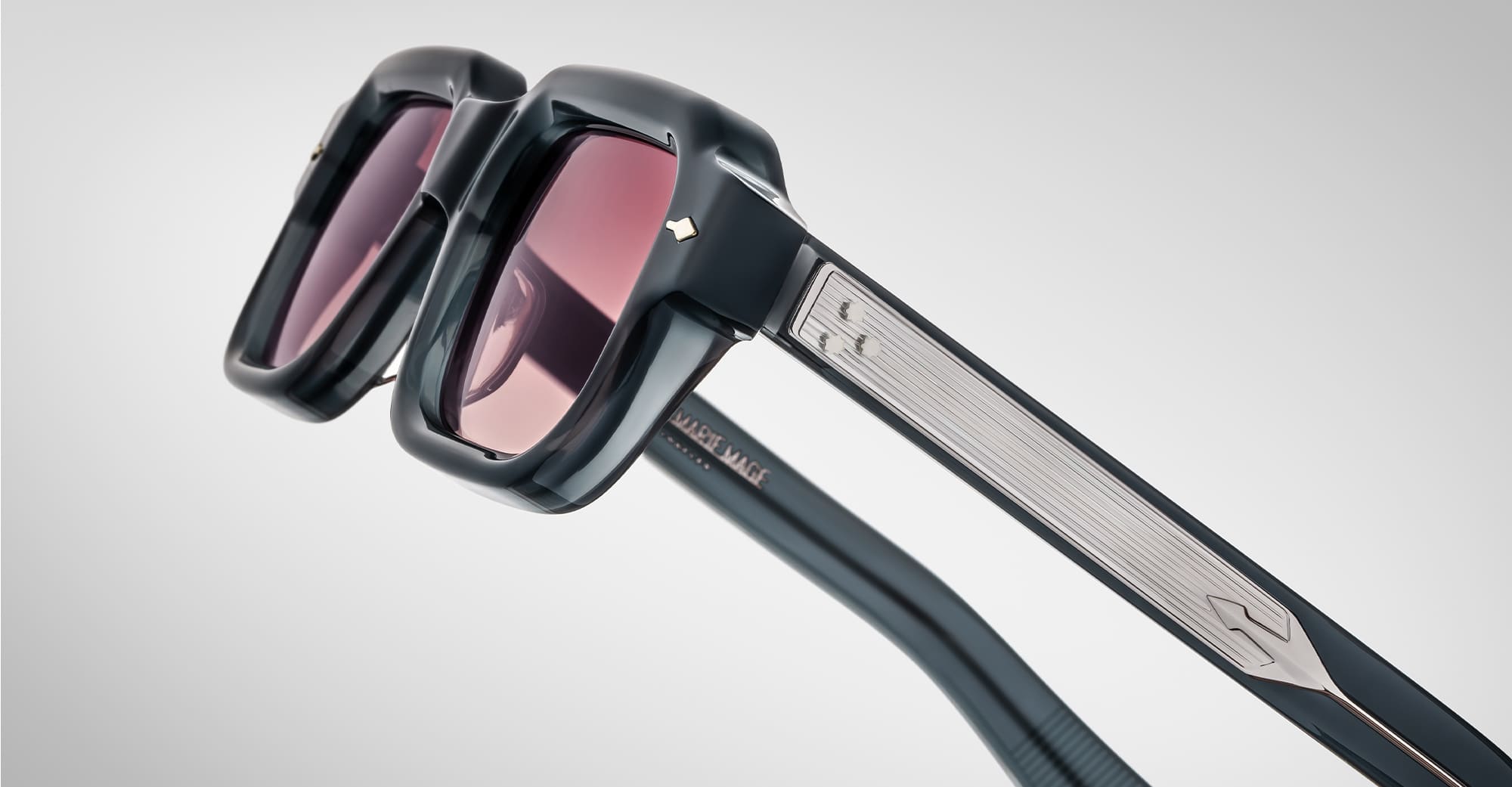 Ottica Mondello Roma - Jacques Marie Mage - JMMSN-13Y - SANDRO - MINK - Acetate - shape Rectangular - grey - EYEWEAR - SUNGLASSES - Unisex,Uomo,Donna,Women,Men - lens Gradient pink - Made In Japan