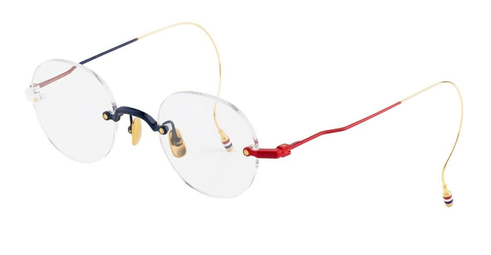 Ottica Mondello Roma - Thom Browne - UEO937A-G0001-964-47 - ROUND RIMLESS - RWB - Titanium - shape Round - red - EYEWEAR - EYEGLASSES - Unisex,Uomo,Donna,Women,Men - lens Clear - Made In Japan