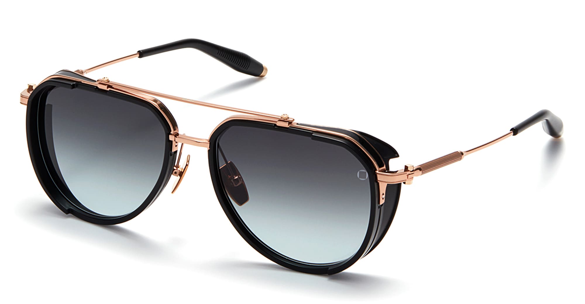  MATTE BLACK - Acetate, titanium - shape Pilot - Black, rose gold - EYEWEAR - SUNGLASSES - Uomo,Men - lens Gradient grey - Made In Japan
