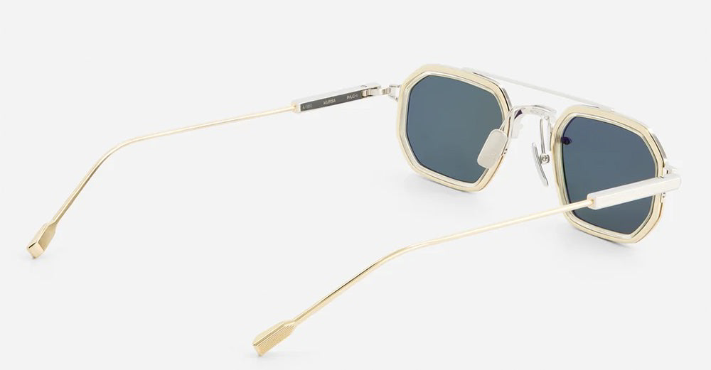 Ottica Mondello Roma - Sato - Kursa-P-LG-1 - Kursa - Platinum / Lunar Gold - Titanium - shape Rectangular - silver, gold - EYEWEAR - SUNGLASSES - Unisex,Uomo,Donna,Women,Men - lens Green - Made In Japan