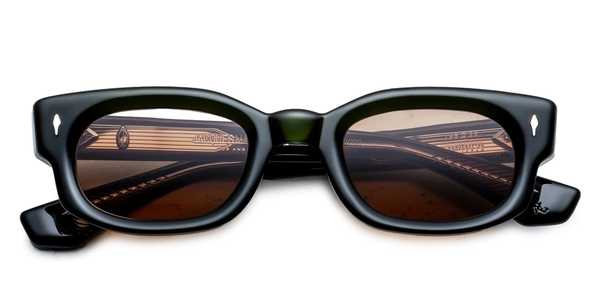 Ottica Mondello Roma - Jacques Marie Mage - JMMWC-18L - WHISKEYCLONE - BORNEO - Acetate - shape Rectangular - green - EYEWEAR - SUNGLASSES - Unisex,Uomo,Donna,Women,Men - lens orange - Made In Japan