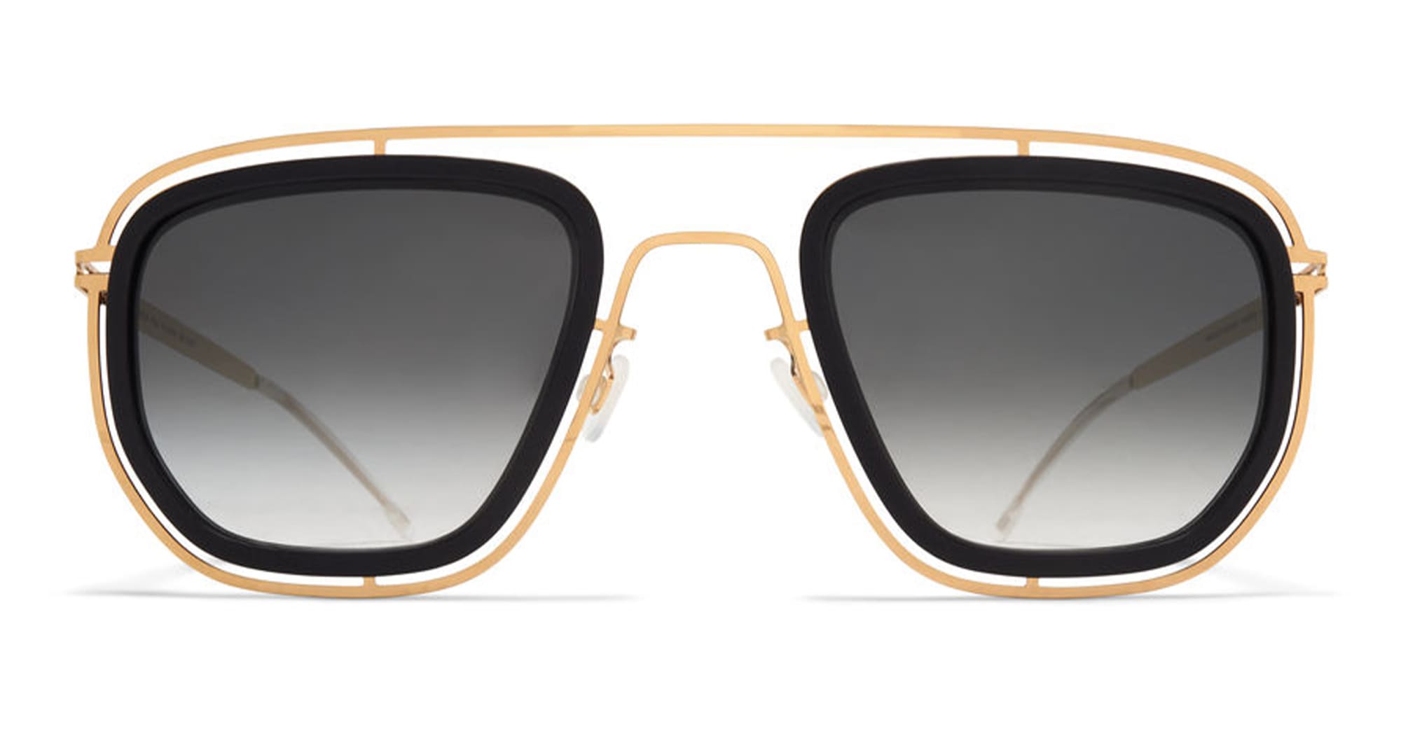  GLOSSY GOLD - stainless steel - shape Squared - Gold - EYEWEAR - SUNGLASSES - Uomo,Men - lens Gradient black - Made In Germany