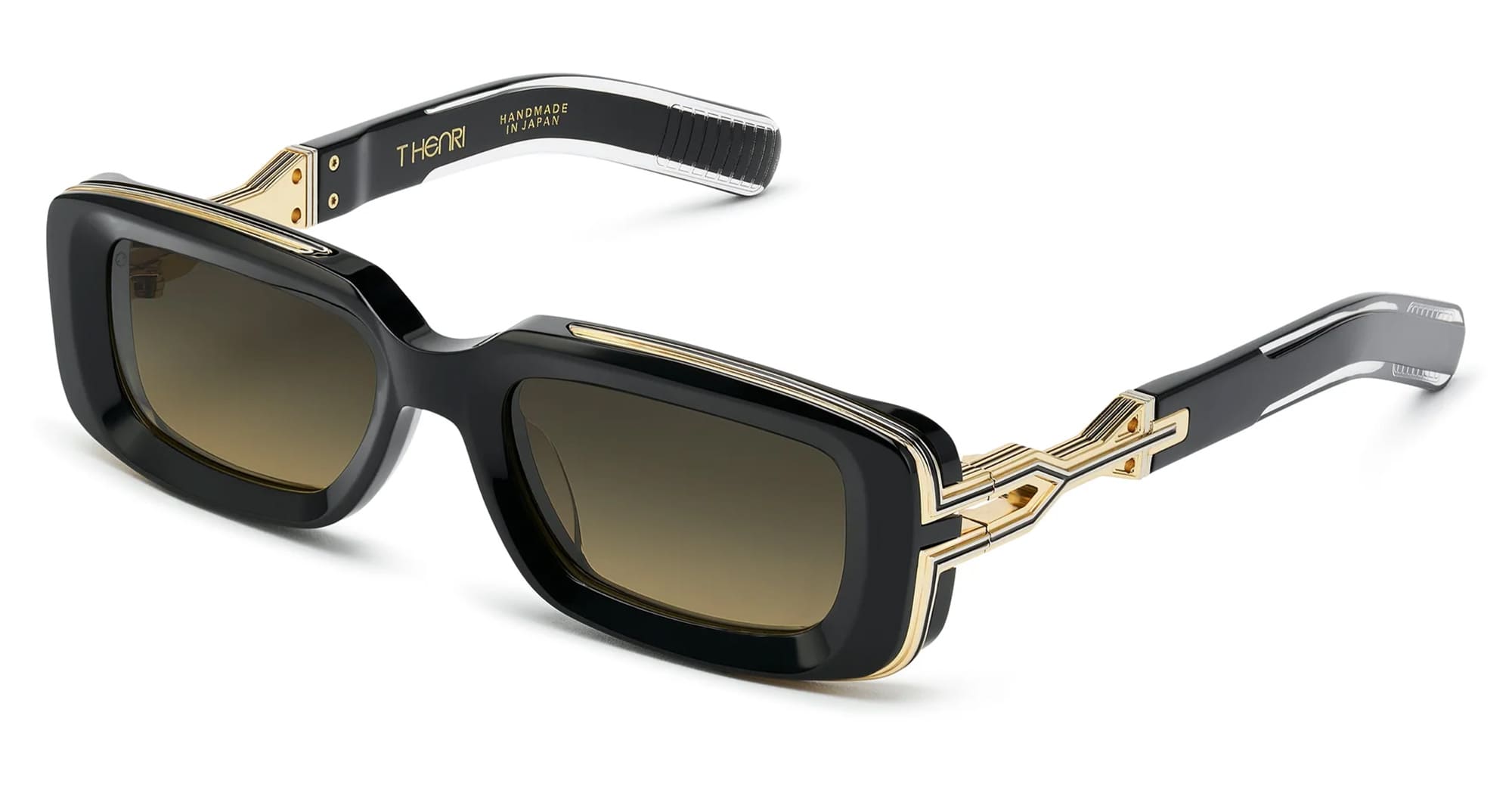 Ottica Mondello Roma - T HENRI - YSA - YURUS - ASTEROID - Acetate - shape Rectangular - Black, gold - EYEWEAR - SUNGLASSES - Unisex,Uomo,Donna,Women,Men - lens gradient yellow - Made In Japan