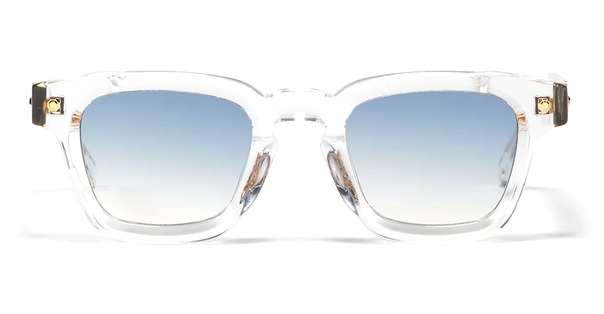 Ottica Mondello Roma - John Dalia - P16-C190-47 - PROJECT 16 (47) -  C190 Crystal / Yellow Gold - Acetate - shape Squared - transparent, gold - EYEWEAR - SUNGLASSES - Unisex,Uomo,Donna,Women,Men - lens Blue - Made In France