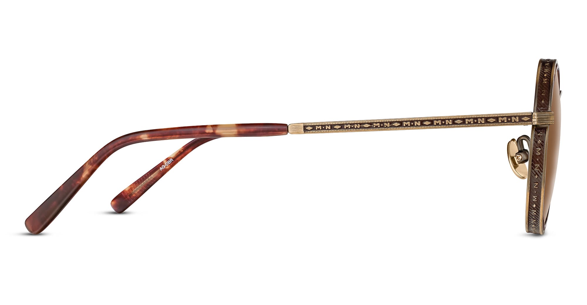  DARK BROWN - Titanium - shape Round - Gold, brown - EYEWEAR - SUNGLASSES - Unisex,Uomo,Donna,Women,Men - lens Brown - Made In Japan