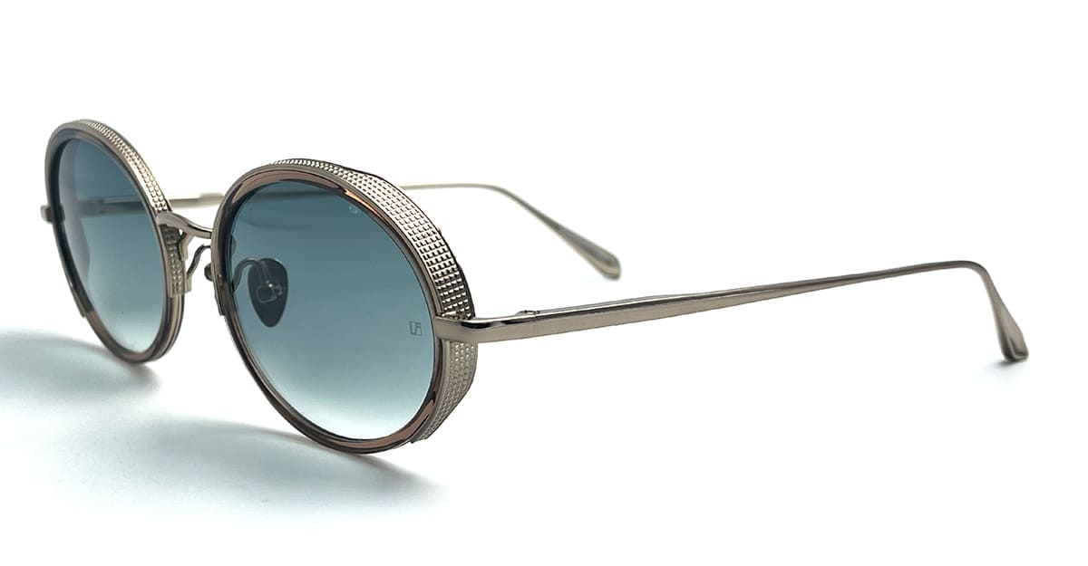 Ottica Mondello Roma - LINDA FARROW - LFL1413C5SUN - FINN - LIGHT GOLD / TRANSLUCENT BROWN - Titanium - shape Oval - light gold - EYEWEAR - SUNGLASSES - Donna,Women - lens Gradient blue - Made In Japan