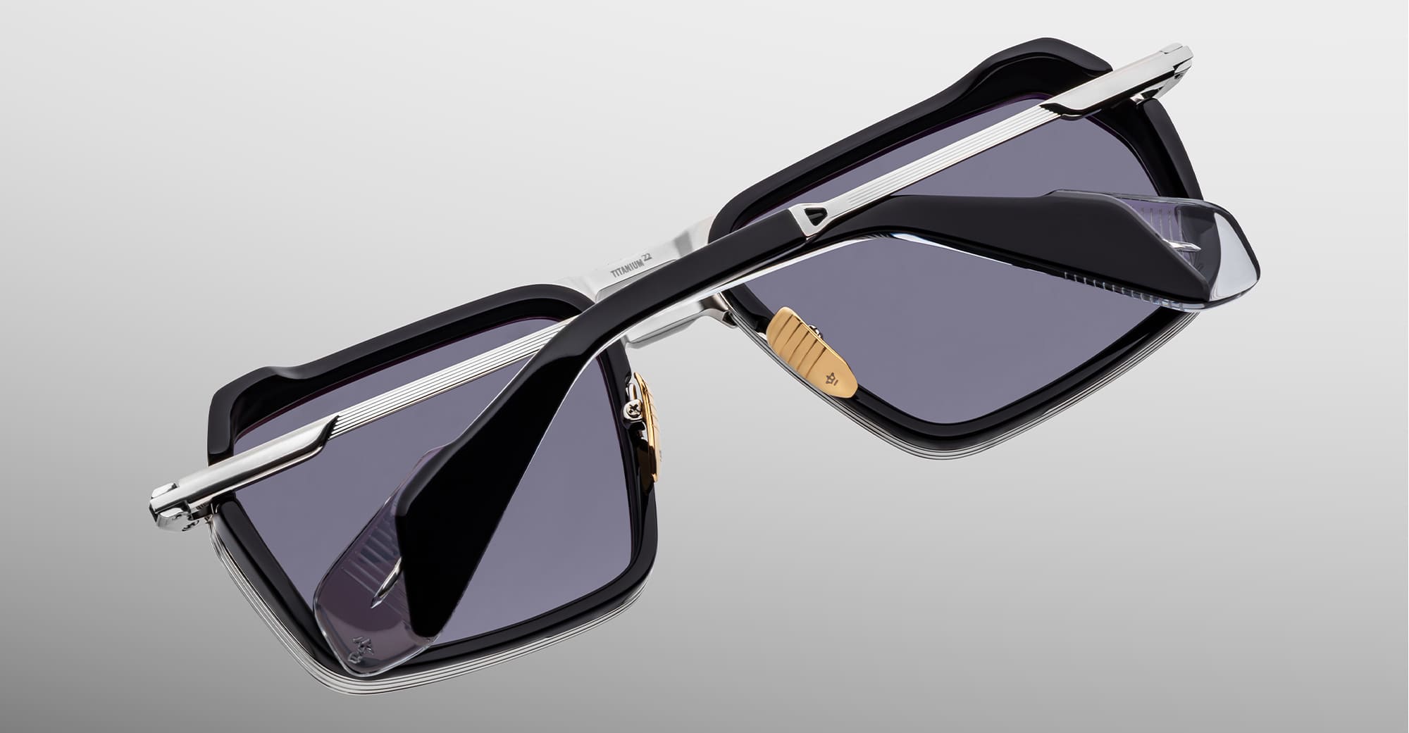 Ottica Mondello Roma - Jacques Marie Mage - JMMGTR-17G - GT-R - ARMOUR - titanium, acetate - shape Navigator - silver, black - EYEWEAR - SUNGLASSES - Uomo,Men - lens Grey - Made In Japan