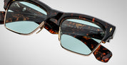 Ottica Mondello Roma - Jacques Marie Mage - JMMUB-13V - BUGSY - BEAU - Acetate, titanium - shape Clubmaster - Tortoise - EYEWEAR - SUNGLASSES - Unisex,Uomo,Donna,Women,Men - lens Blue - Made In Japan