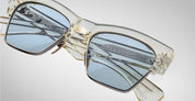 Ottica Mondello Roma - Jacques Marie Mage - JMMUB-14Q - BUGSY - BRUT - Acetate, titanium - shape Clubmaster - transparent beige - EYEWEAR - SUNGLASSES - Unisex,Uomo,Donna,Women,Men - lens Blue - Made In Japan