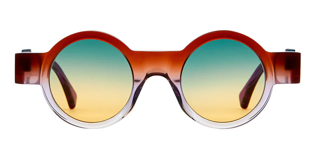 Ottica Mondello Roma - Kuboraum - KRSI02PNL00000GO - MASK I02 PNL - PINK NORTHERN LIGHTS - Acetate - shape Round - brown - EYEWEAR - SUNGLASSES - Unisex,Uomo,Donna,Women,Men - lens Gradient green - Made In Italy
