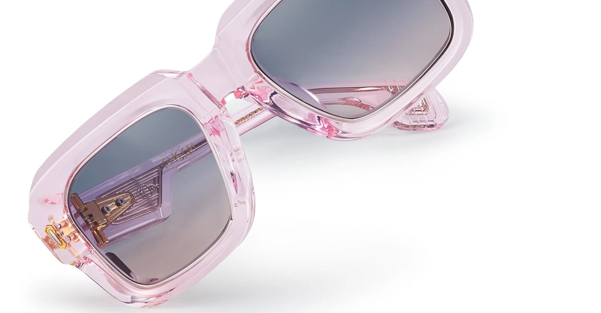 Ottica Mondello Roma - T HENRI - MAAM - MULLINER - PAMPELONNE - Acetate - shape Squared - pink - EYEWEAR - SUNGLASSES - Unisex,Uomo,Donna,Women,Men - lens Gradient blue - Made In Japan