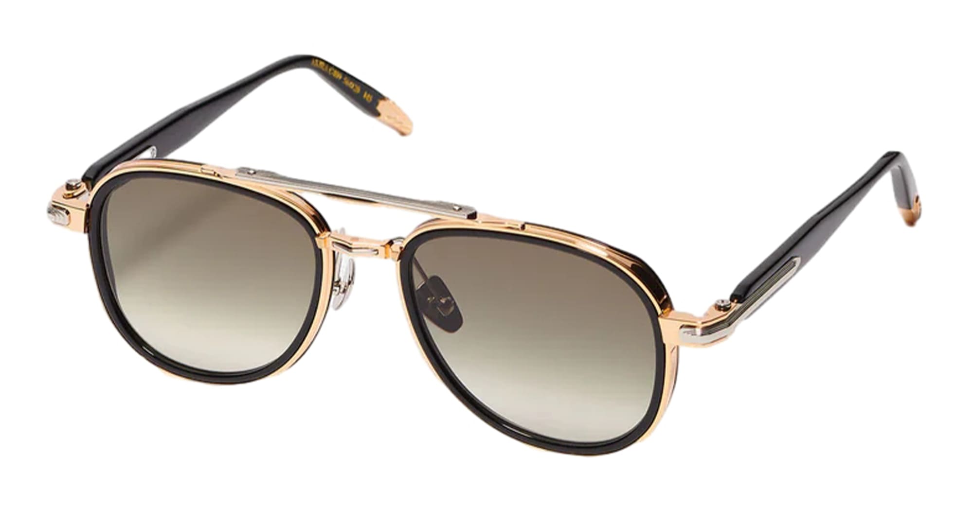 Ottica Mondello Roma - John Dalia - AKIRA-C409 - AKIRA - C409 Shiny Black / Yellow Gold / Platine  - Metal - shape Aviator - Black, gold - EYEWEAR - SUNGLASSES - Unisex,Uomo,Donna,Women,Men - lens Gradient green - Made In France