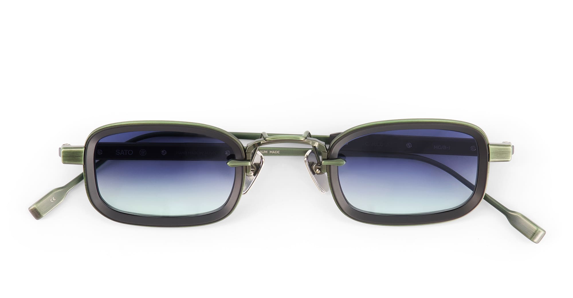 Ottica Mondello Roma - Sato - Canicula-MG-B-1 - CANICULA - MATT GREEN / MATT BLACK - Acetate, titanium - shape Rectangular - green - EYEWEAR - SUNGLASSES - Unisex,Uomo,Donna,Women,Men - lens Gradient green - Made In Japan