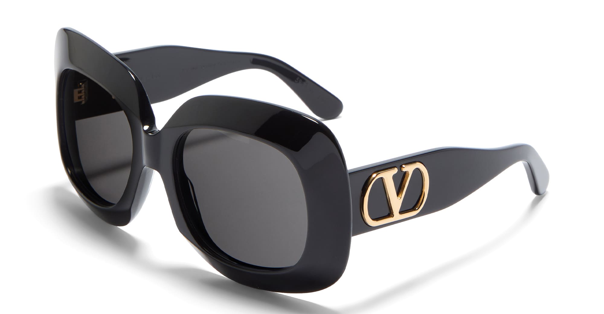 Ottica Mondello Roma - Valentino - VLS-180A-59 - VLS-180A - BLACK / V-LIGHT GOLD - Acetate - shape Squared - Black, gold - EYEWEAR - SUNGLASSES - Donna,Women - lens Grey - Made In Japan