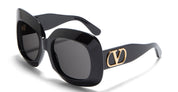 Ottica Mondello Roma - Valentino - VLS-180A-59 - VLS-180A - BLACK / V-LIGHT GOLD - Acetate - shape Squared - Black, gold - EYEWEAR - SUNGLASSES - Donna,Women - lens Grey - Made In Japan