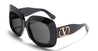Ottica Mondello Roma - Valentino - VLS-180A-59 - VLS-180A - BLACK / V-LIGHT GOLD - Acetate - shape Squared - Black, gold - EYEWEAR - SUNGLASSES - Donna,Women - lens Grey - Made In Japan