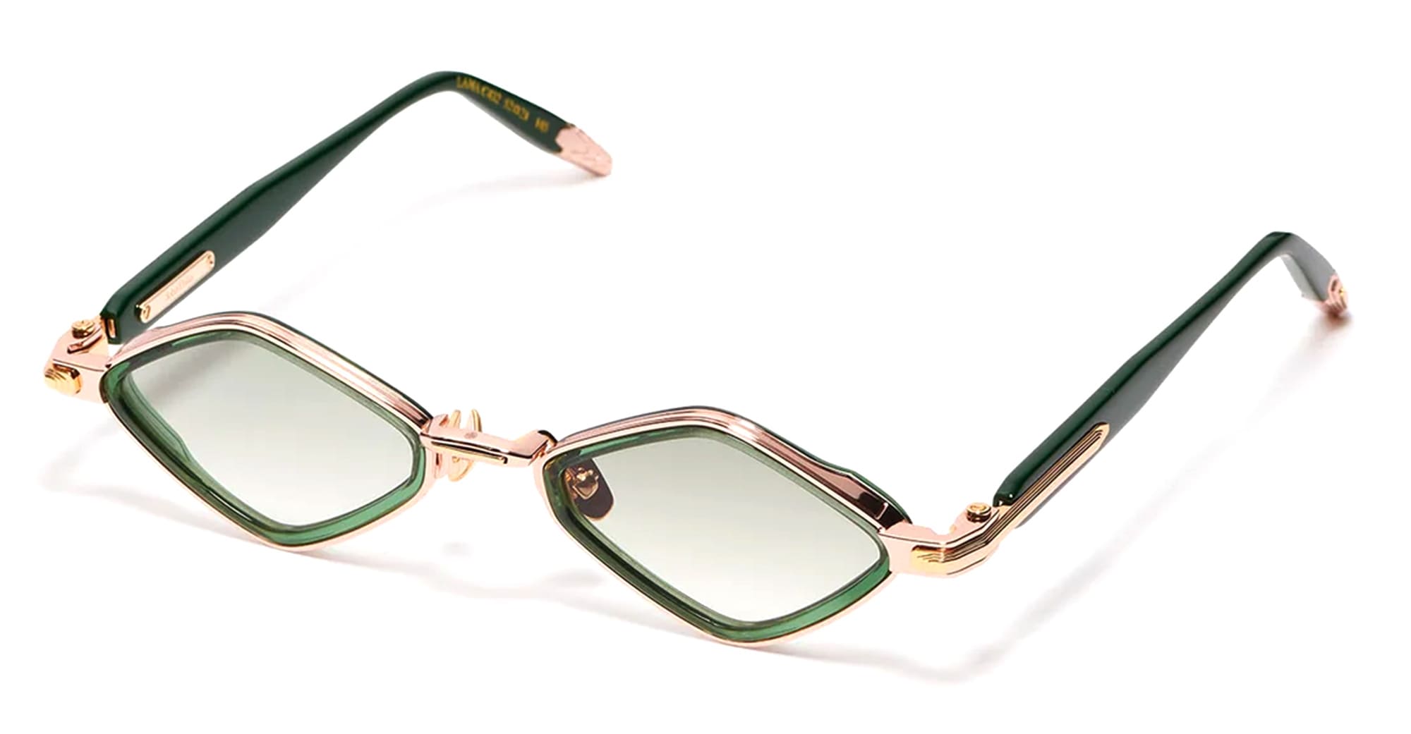 Ottica Mondello Roma - John Dalia - LANA-C432 - LANA - C432 Dark Green Translucid - Rose Gold - titanium, acetate - shape Diamond - green, gold - EYEWEAR - SUNGLASSES - Unisex,Uomo,Donna,Women,Men - lens Gradient green - Made In France