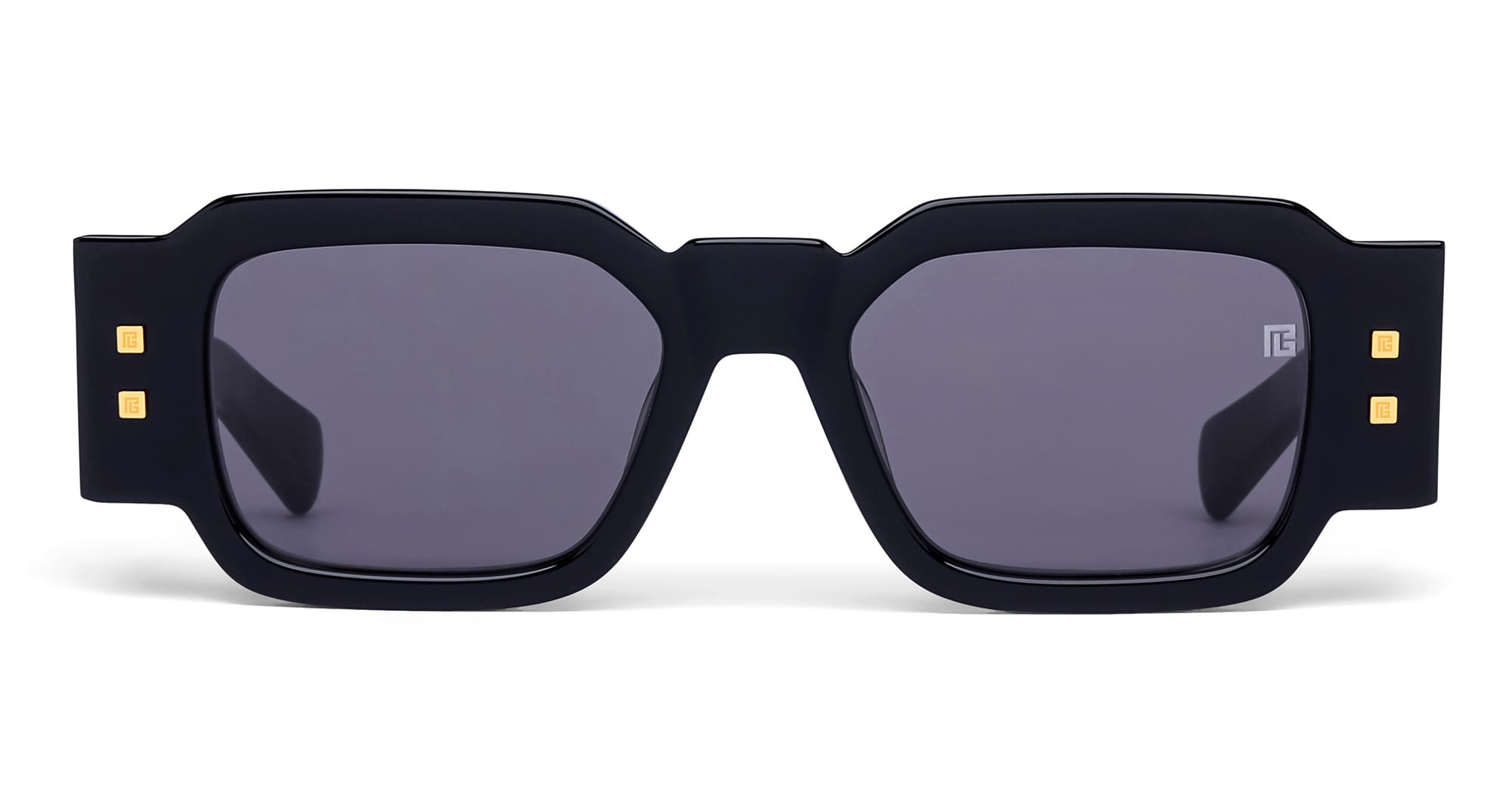  18k Gold - Acetate - shape Rectangular - Black, gold - EYEWEAR - SUNGLASSES - Unisex,Uomo,Donna,Women,Men - lens Grey - Made In Japan