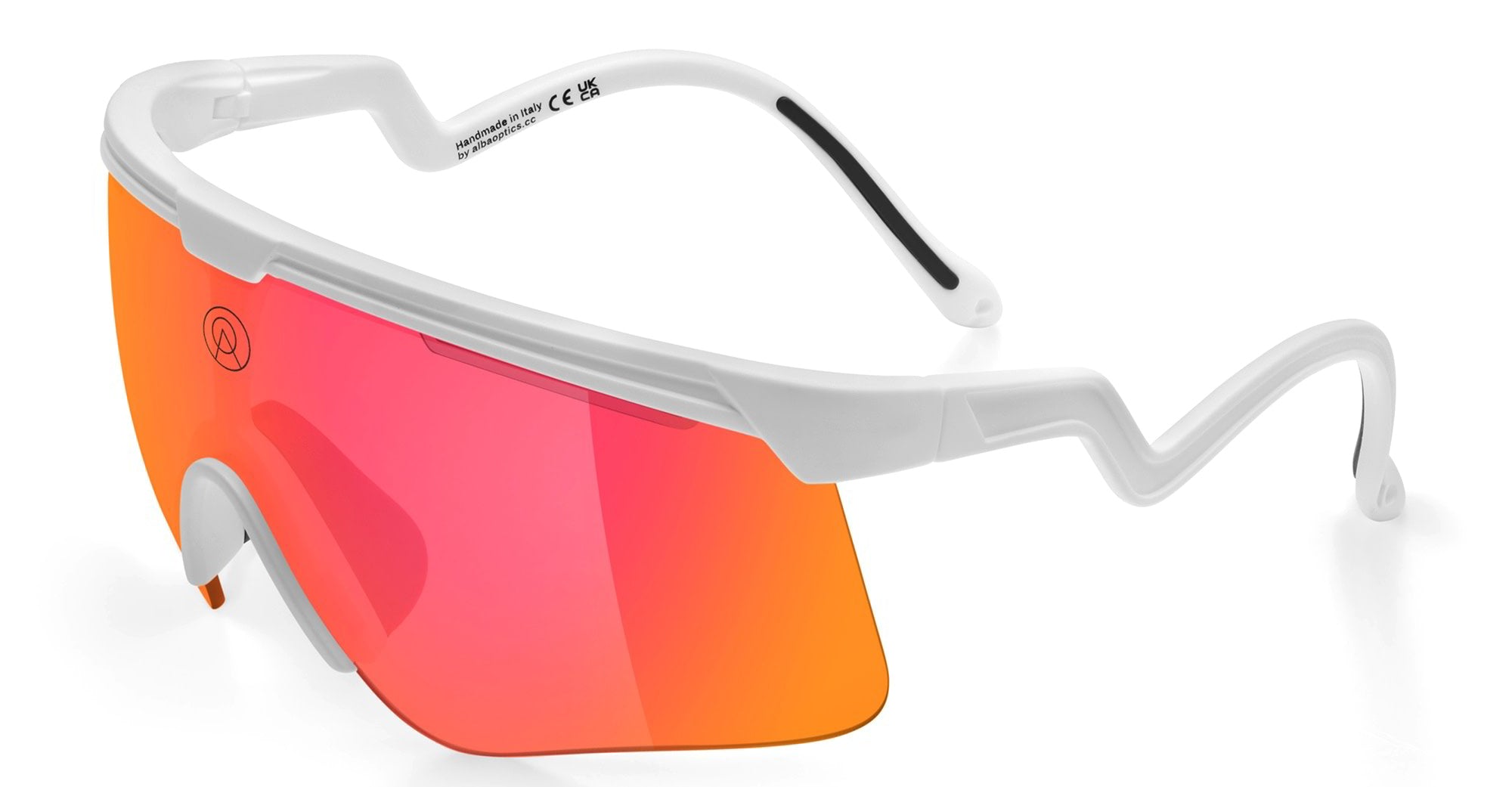 Ottica Mondello Roma - Alba Optics - 8050054518626 - DELTA - WHITE / VZUM F-LENS FIRE - Tr90 - shape Mask - White - EYEWEAR - SUNGLASSES - Unisex,Uomo,Donna,Women,Men - lens red - Made In Italy