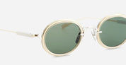 Ottica Mondello Roma - Sato - Acamar-II-P-LG-1 - ACAMAR II - Platinum / lunar gold - Titanium - shape Oval - silver, gold - EYEWEAR - SUNGLASSES - Unisex,Uomo,Donna,Women,Men - lens Green - Made In Japan