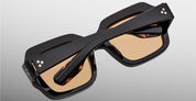 Ottica Mondello Roma - Jacques Marie Mage - JMMMF-K31 - MARIANNE FAITHFULL: EVELYN - MONDAY - Acetate - shape Squared - Black - EYEWEAR - SUNGLASSES - Donna,Women - lens sepia - Made In Japan