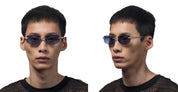 Ottica Mondello Roma - DITA - DTS182-A-02 - TRYSIM.75 - BRUSHED RAW TITANIUM - Titanium - shape Rectangular - grey - EYEWEAR - SUNGLASSES - Unisex,Uomo,Donna,Women,Men - lens Gradient blue - Made In Japan