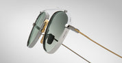 Ottica Mondello Roma - Jacques Marie Mage - JMMFY-12S - FLYNN - ELECTRUM - Titanium - shape Aviator - gold, silver - EYEWEAR - SUNGLASSES - Unisex,Uomo,Donna,Women,Men - lens light bottle green - Made In Japan