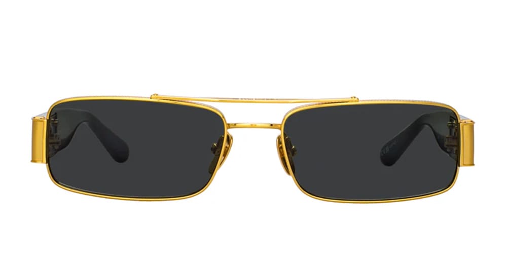  BLACK - Acetate, titanium - shape Rectangular - Gold - EYEWEAR - SUNGLASSES - Donna,Women - lens Grey - MadeIn Japan