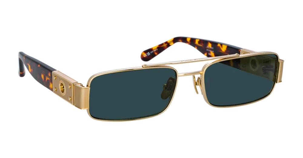 Ottica Mondello Roma - LINDA FARROW - LFL1470C2SUN - JOEY - LIGHT GOLD / DARK T-SHELL - Acetate, titanium - shape Rectangular - gold, tortoise - EYEWEAR - SUNGLASSES - Donna,Women - lens Green - MadeIn Japan