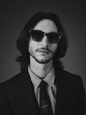 Ottica Mondello Roma - Jacques Marie Mage - JMMUB-88 - BUGSY - BLACK - Acetate, titanium - shape Clubmaster - transparent beige - EYEWEAR - SUNGLASSES - Unisex,Uomo,Donna,Women,Men - lens Blue - Made In Japan