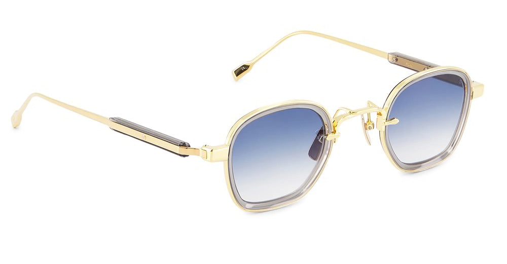  Grey Crystal - Acetate, titanium - shape Squared - gold, grey - EYEWEAR - SUNGLASSES - Unisex,Uomo,Donna,Women,Men - lens Gradient blue - Made In Japan