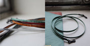 Leather cord brush art glass - green