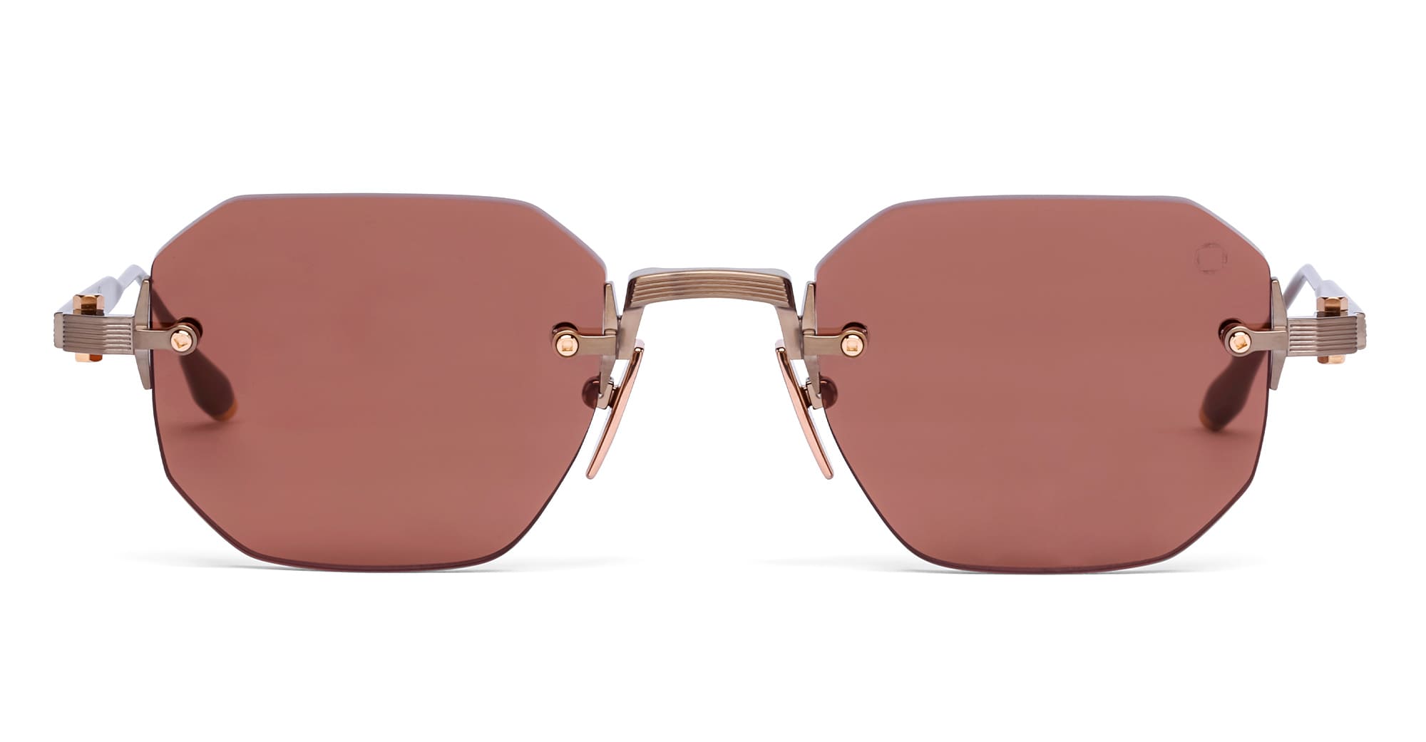 Ottica Mondello Roma - Akoni - AKS-308B-47 - JUNO-ONE - ANTIQUE 12K GOLD - Titanium - shape Octagonal - Gold - EYEWEAR - SUNGLASSES - Unisex,Uomo,Donna,Women,Men - lens bronze - Made In Japan