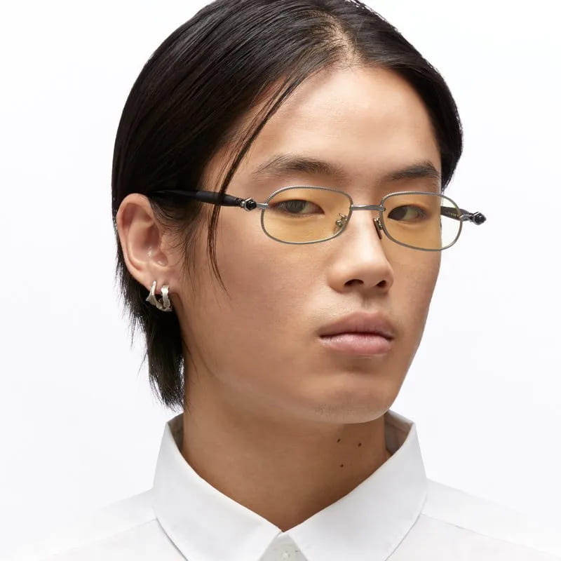 Ottica Mondello Roma - Kuboraum - KRSP78GMB000002O - MASK P78 GMB - GUNMETAL - Metal - shape Oval - grey - EYEWEAR - SUNGLASSES - Unisex,Uomo,Donna,Women,Men - lens yellow - Made In Italy