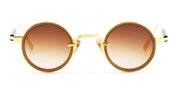 Ottica Mondello Roma - Sato - Naos-YG-C-1 - NAOS - YELLOW GOLD / CHOCOLATE - titanium, acetate - shape Round - Gold, brown - EYEWEAR - SUNGLASSES - Unisex,Uomo,Donna,Women,Men - lens Gradient brown - Made In Japan
