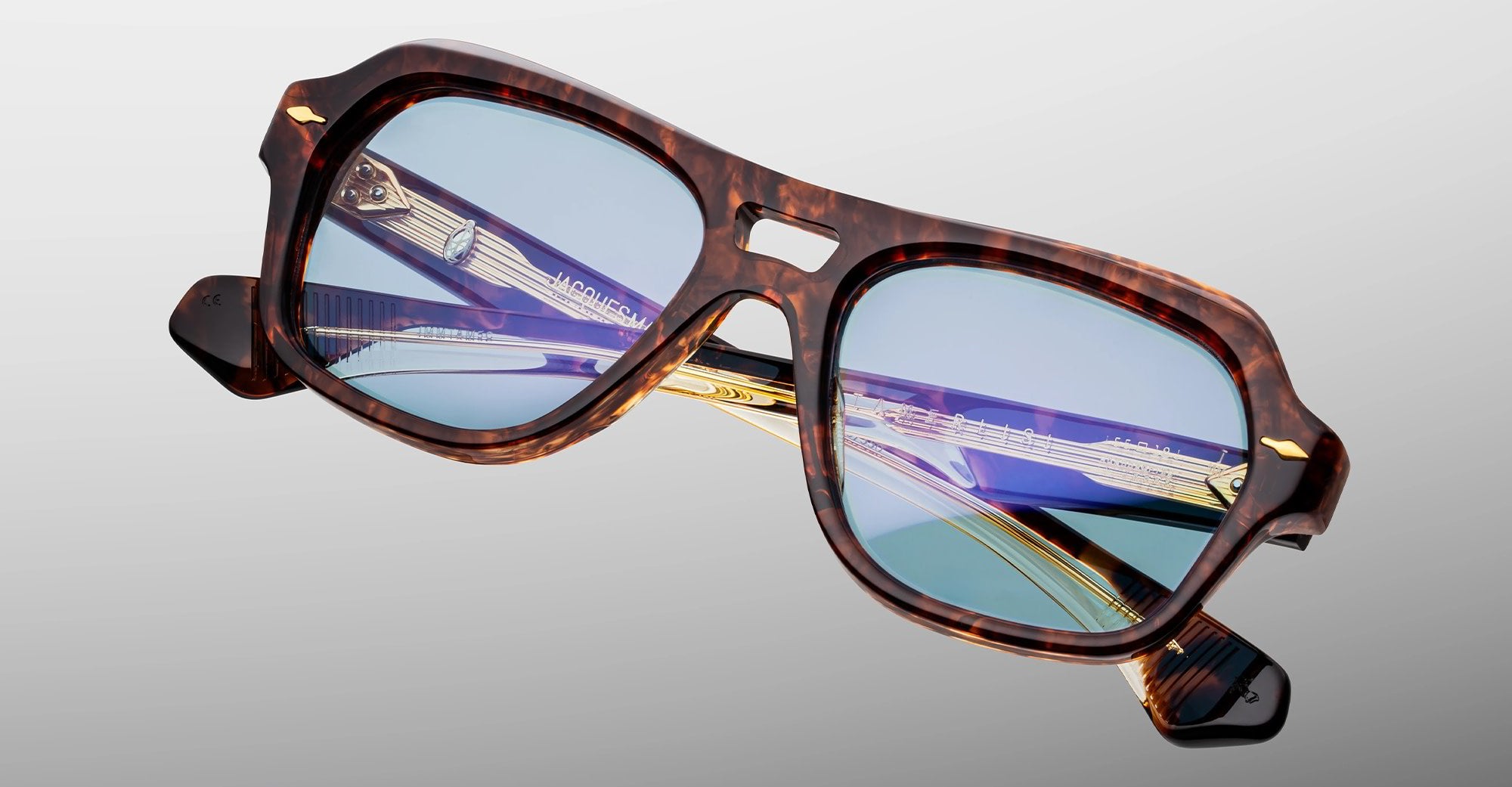 Ottica Mondello Roma - Jacques Marie Mage - JMMTAM-5C - TAMERLIS - ARGYLE - Acetate - shape Squared - Havana - EYEWEAR - SUNGLASSES - Unisex,Uomo,Donna,Women,Men - lens Blue - Made In Japan