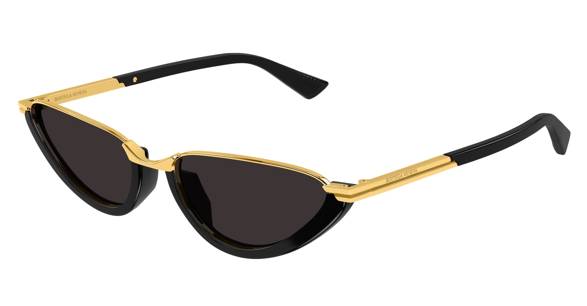 Ottica Mondello Roma - Bottega Veneta - BV1346S-001 - BV1346S-001 - BLACK / GOLD - Acetate - shape Cat-eye - Black, gold - EYEWEAR - SUNGLASSES - Donna,Women - lens Grey - Made In Japan