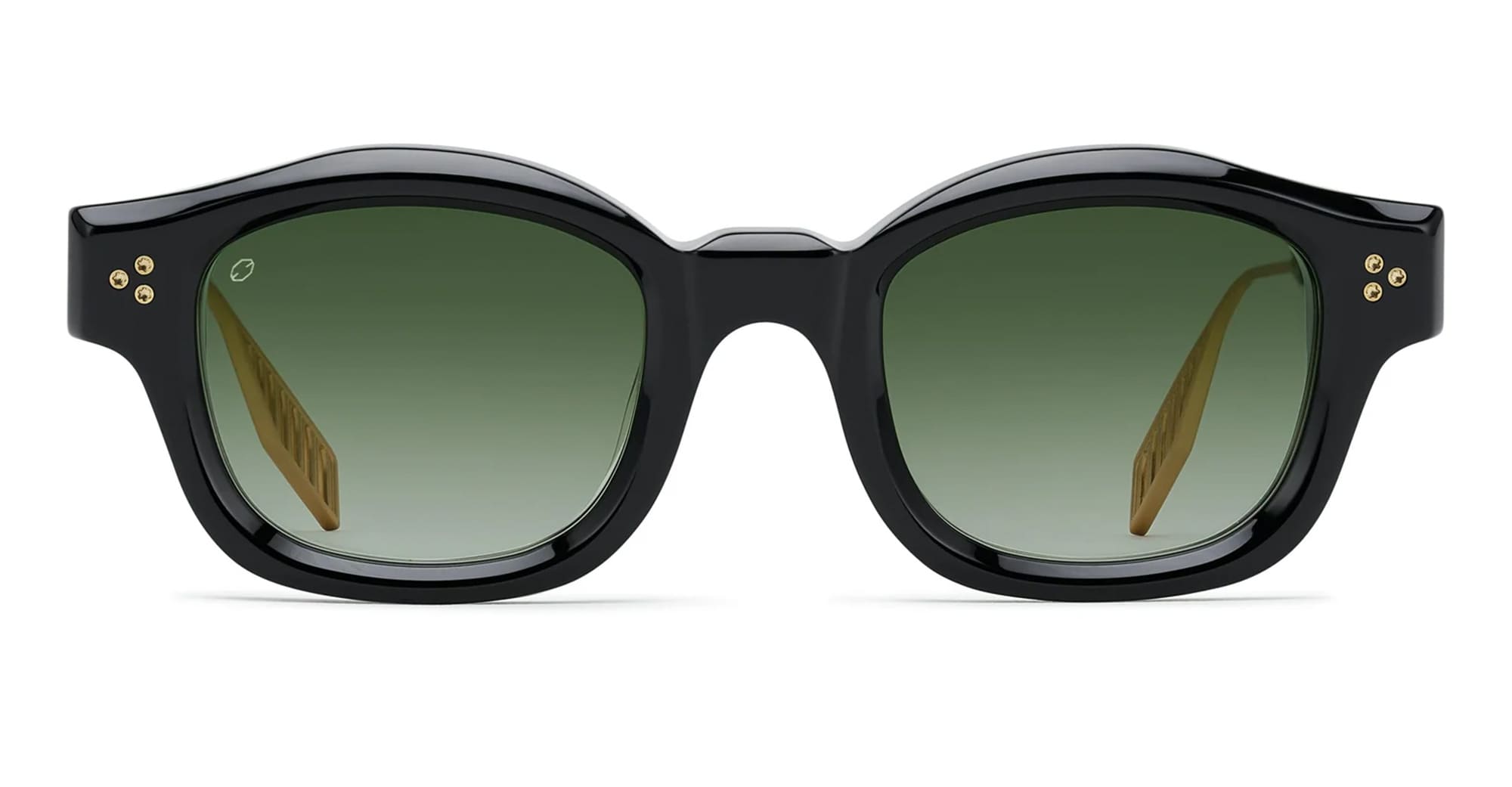 Ottica Mondello Roma - T HENRI - V2CA - V2 - ASTEROID - Acetate - shape Squared - Black, gold - EYEWEAR - SUNGLASSES - Unisex,Uomo,Donna,Women,Men - lens Gradient green - Made In Japan
