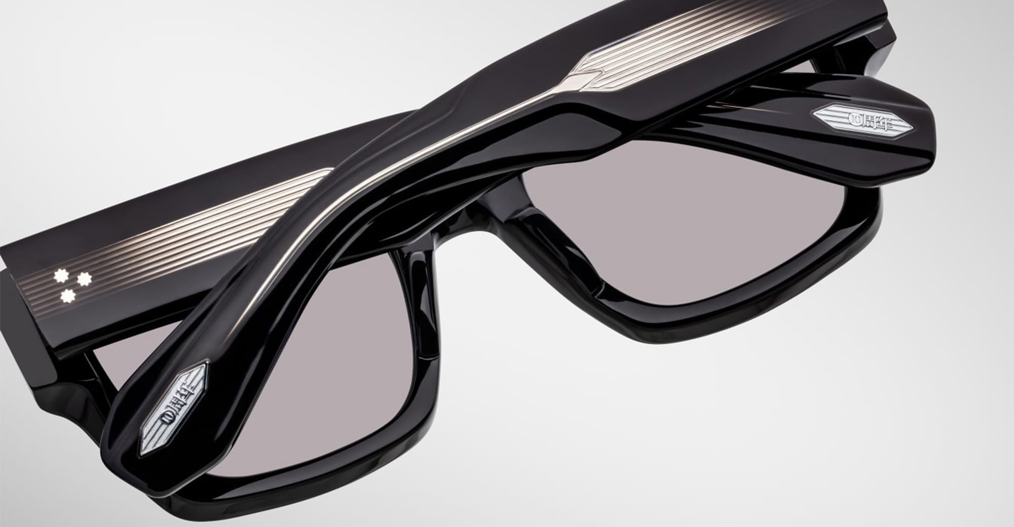 Ottica Mondello Roma - Jacques Marie Mage - JMMEZ-10Y1 - DECADE COLLECTION: ENZO - DECADE - Acetate - shape Squared - Black - EYEWEAR - SUNGLASSES - Uomo,Men - lens Gradient grey - Made In Japan