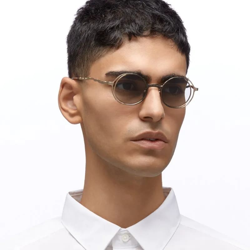 Ottica Mondello Roma - Kuboraum - KRSH11GMG000002F - MASK H11 GMG - GOLD SHADED - Metal - shape Round - Gold - EYEWEAR - SUNGLASSES - Unisex,Uomo,Donna,Women,Men - lens light grey - Made In Italy