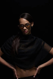 Ottica Mondello Roma - T HENRI - AUASH - AURELIA - SHADOWN II - Acetate - shape Squared - Black - EYEWEAR - SUNGLASSES - Unisex,Uomo,Donna,Women,Men - lens gradient yellow - Made In Japan