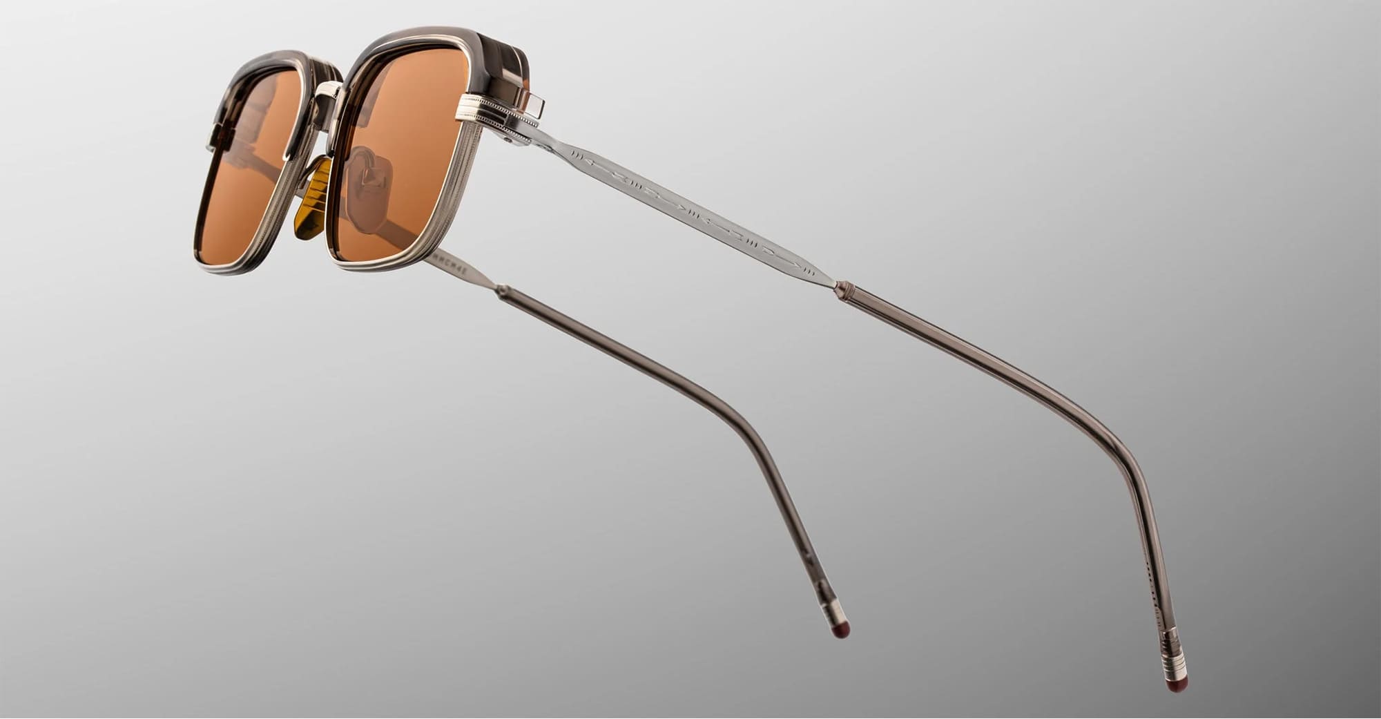 Ottica Mondello Roma - Jacques Marie Mage - JMMCM-4E - COMANCHE - TEMPEST - Titanium - shape Rectangular - Silver - EYEWEAR - SUNGLASSES - Unisex,Uomo,Donna,Women,Men - lens orange - Made In Japan