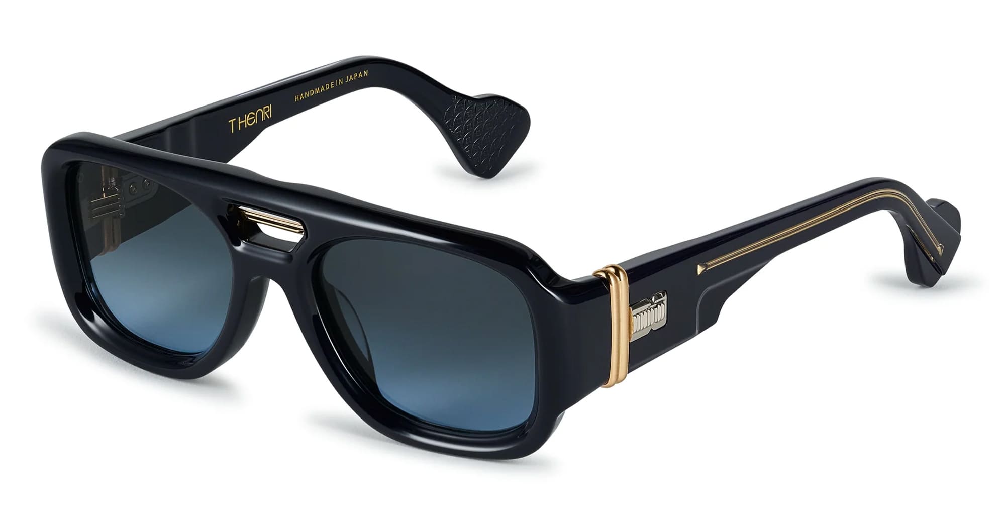 Ottica Mondello Roma - T HENRI - BOAW - BORA - TWILIGHT - Acetate - shape Aviator - Black - EYEWEAR - SUNGLASSES - Unisex,Uomo,Donna,Women,Men - lens Gradient blue - Made In Japan