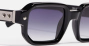 Ottica Mondello Roma - John Dalia - P06-C605 - PROJECT 06 - C605 - Shiny Black / Platine Plated - Acetate - shape Rectangular - black, silver - EYEWEAR - SUNGLASSES - Unisex,Uomo,Donna,Women,Men - lens Gradient blue - Made In France