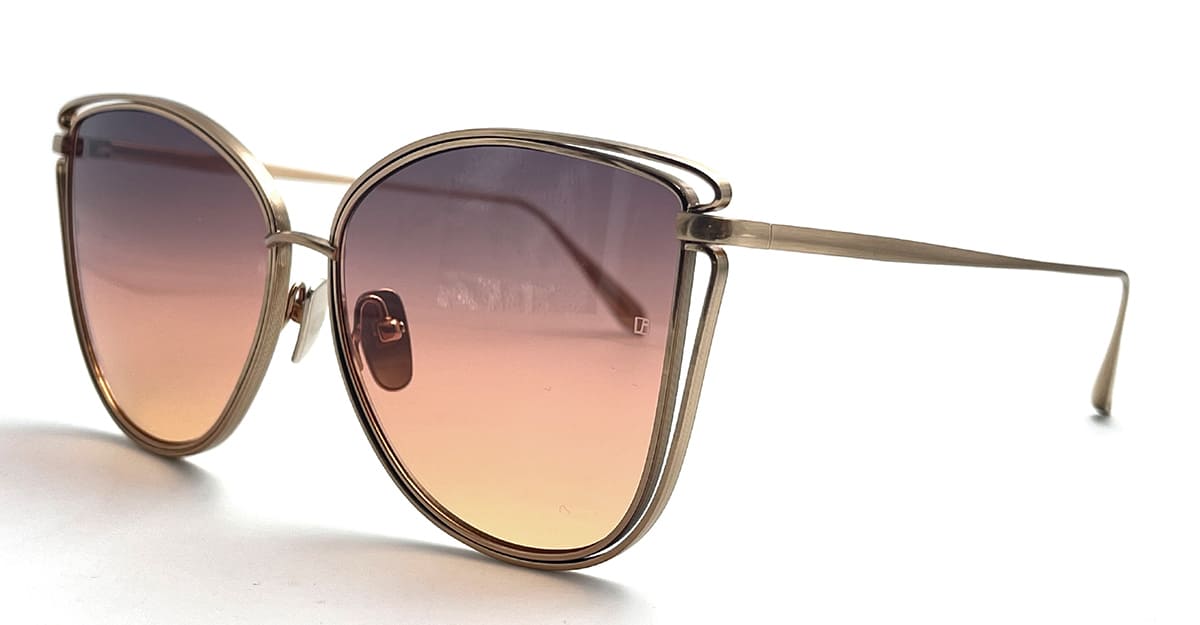 Ottica Mondello Roma - LINDA FARROW - LFL1422C7SUN - DINAH - MATT CHAMPAGNE  - Titanium - shape Cat-eye - Champagne - EYEWEAR - SUNGLASSES - Donna,Women - lens Gradient pink - Made In Japan