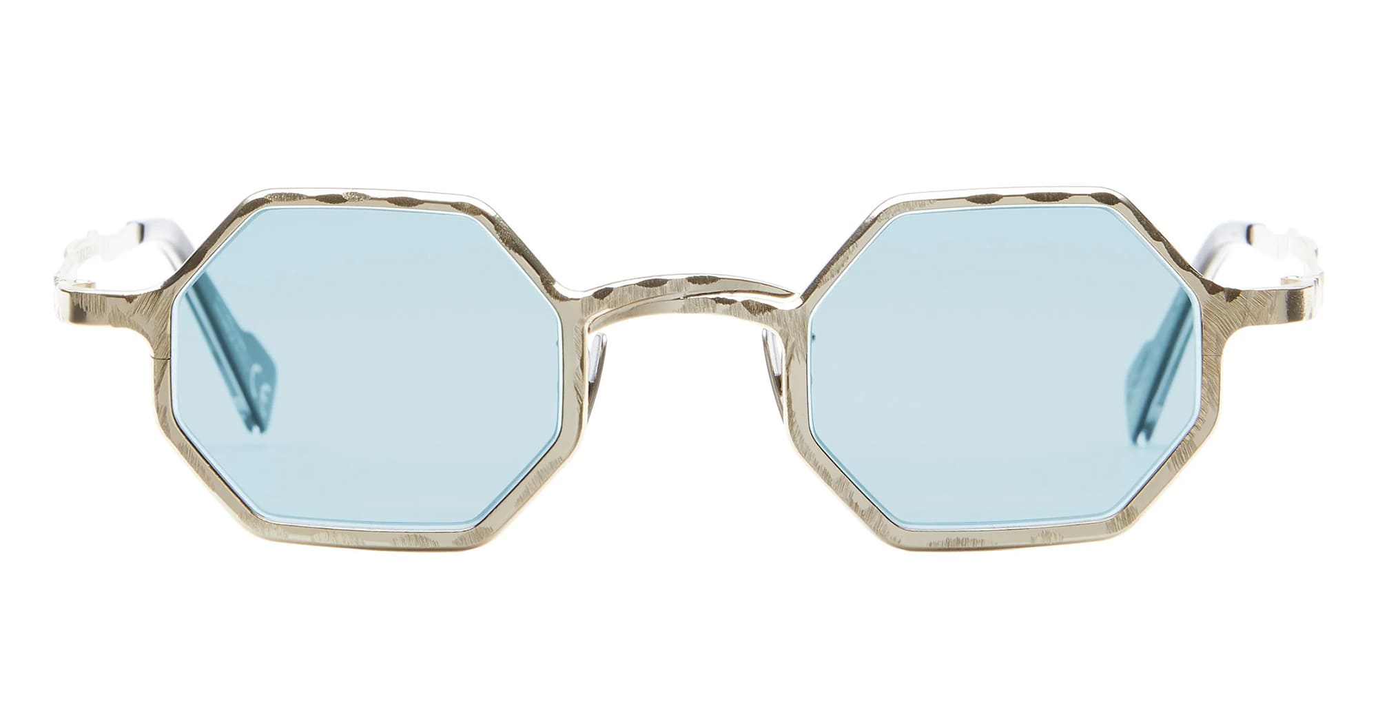 Ottica Mondello Roma - Kuboraum - KRSZ19GE00000020 - MASK Z19 GE - GOLD - metal, acetate - shape Hexagonal - Gold - EYEWEAR - SUNGLASSES - Unisex,Uomo,Donna,Women,Men - lens Blue - Made In Italy