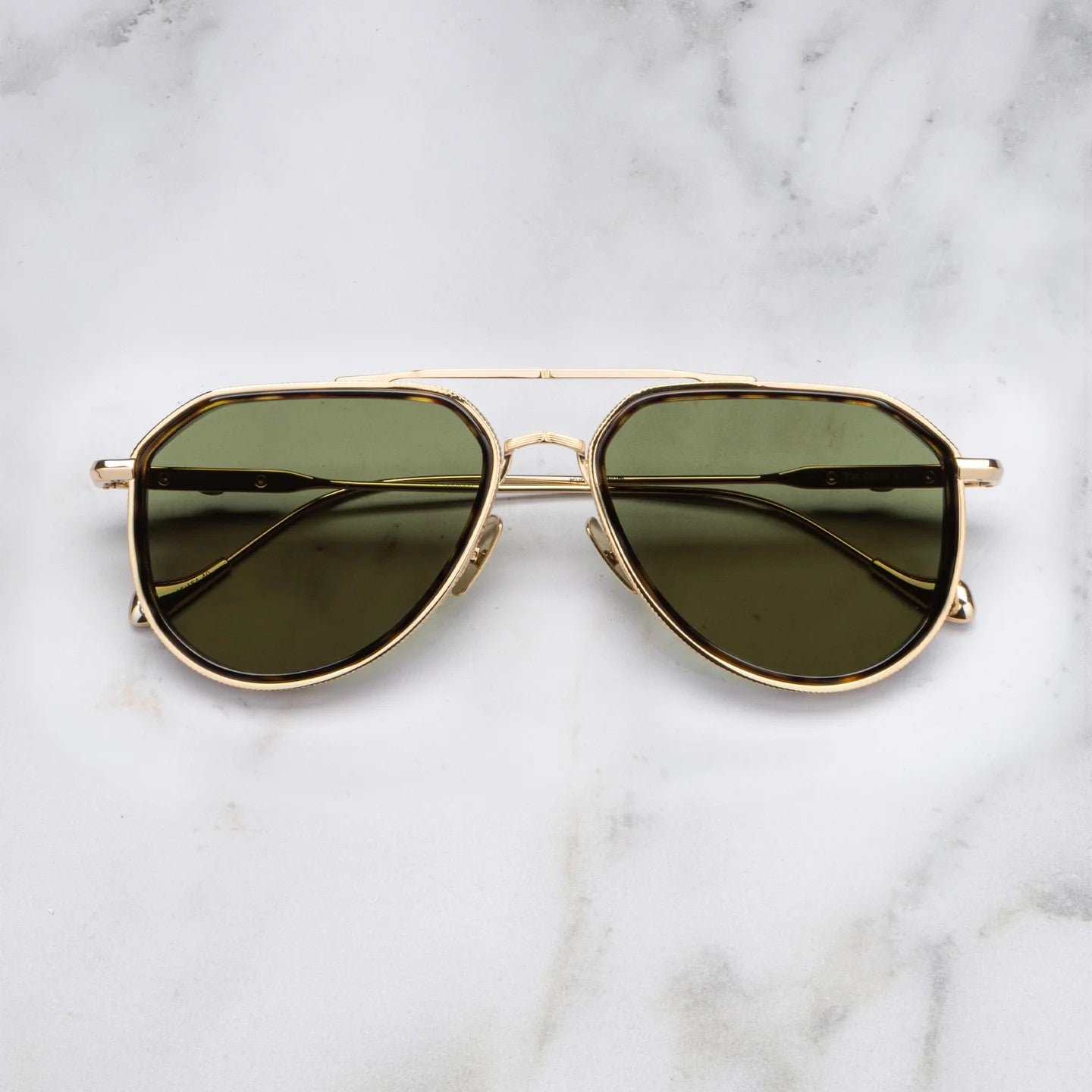 Ottica Mondello Roma - Cutler and Gross - GFLE-025-57-03 - THE GREAT FROG - TRIUMPH - GOLD / HAVANA - Titanium - shape Aviator - havana, gold - EYEWEAR - SUNGLASSES - Uomo,Men - lens Green - Made In Italy