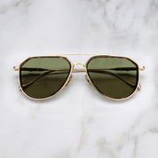 Ottica Mondello Roma - Cutler and Gross - GFLE-025-57-03 - THE GREAT FROG - TRIUMPH - GOLD / HAVANA - Titanium - shape Aviator - havana, gold - EYEWEAR - SUNGLASSES - Uomo,Men - lens Green - Made In Italy