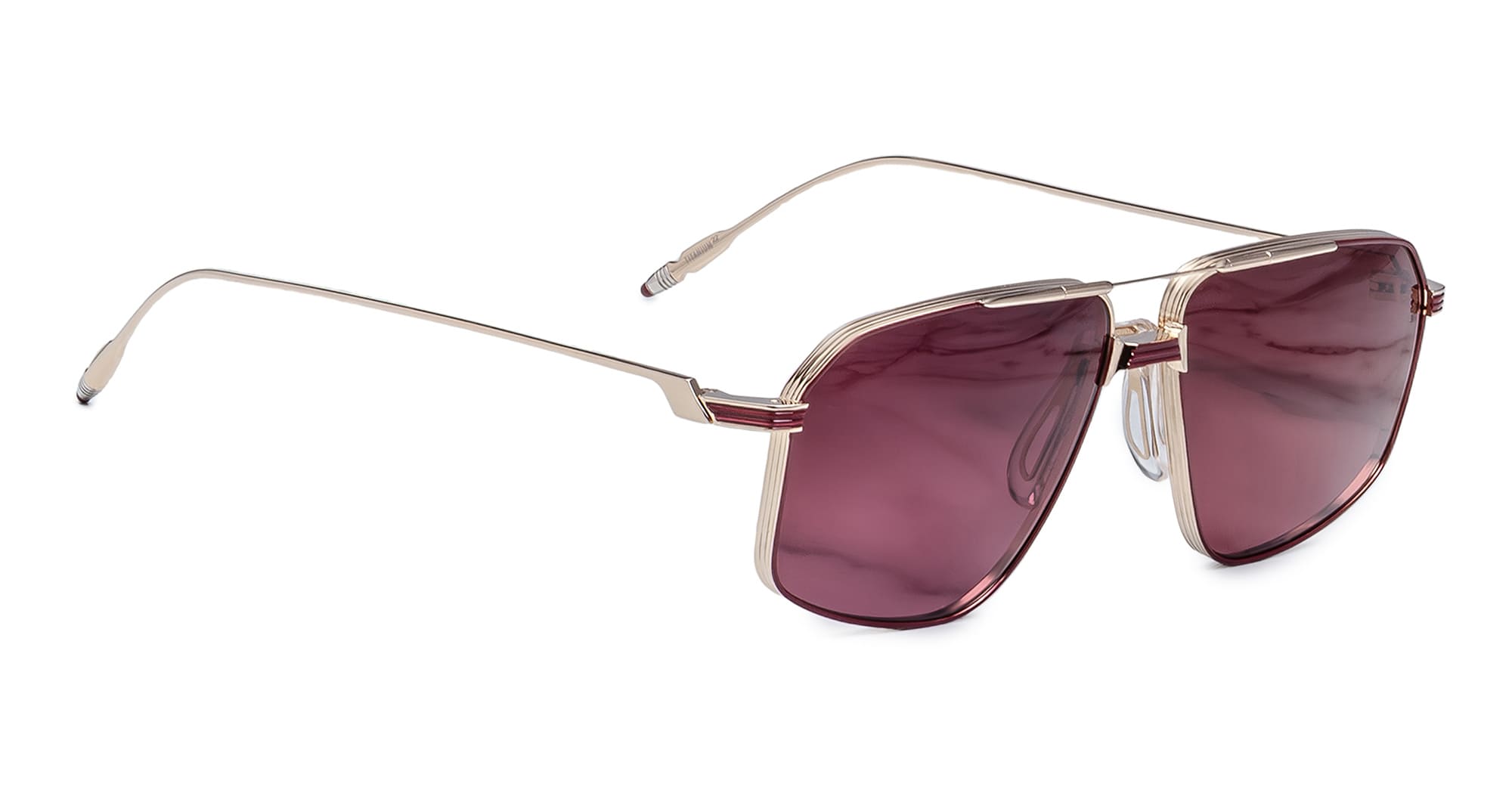 Ottica Mondello Roma - Jacques Marie Mage - JMMJG-22 - JAGGER - CHAMPAGNE - Titanium - shape Aviator - light gold - EYEWEAR - SUNGLASSES - Uomo,Men - lens burgundy - Made In Japan